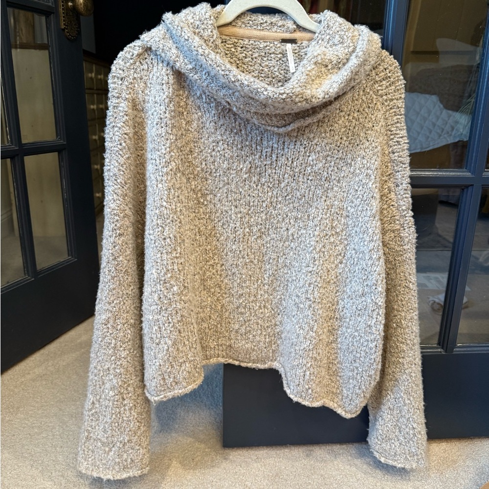 Free People Soft Tan Cowl Neck Sweater